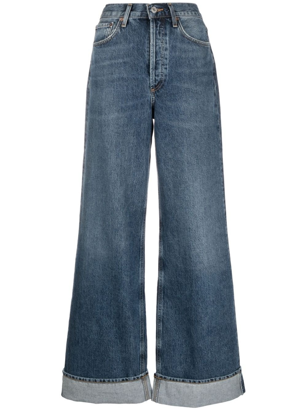 Agolde Dame Wide Leg High Rise Jeans with Folded Cuff, 26